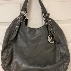 Michael Kors bedford gray leather satchel hobo bag